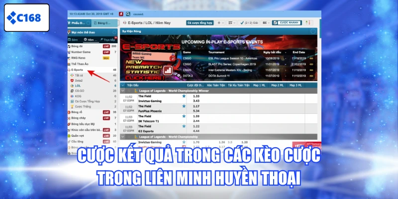 Cược kết quả trong các kèo cược trong Liên Minh Huyền Thoại