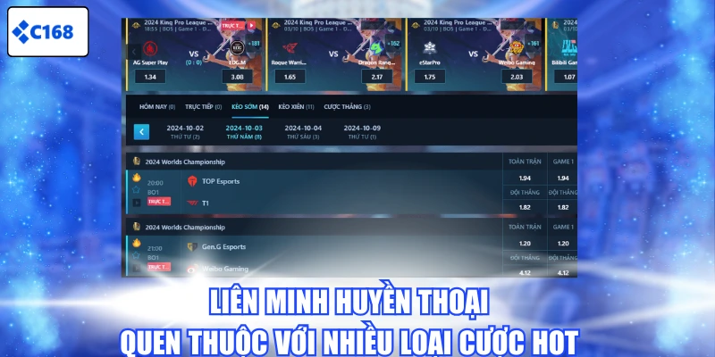 Liên Minh Huyền Thoại quen thuộc với nhiều loại cược hot